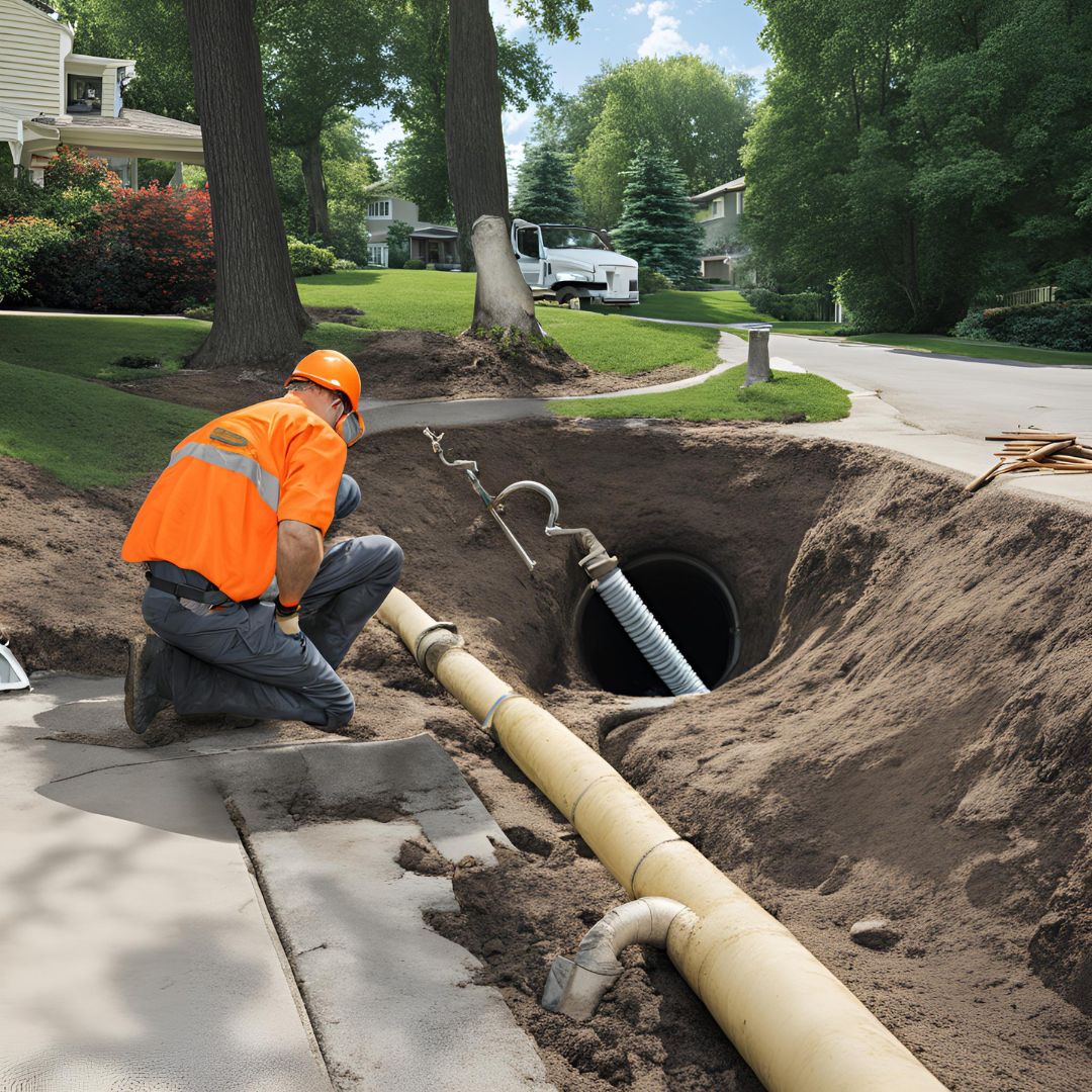 Working Doing Repair Work in Sewer Line