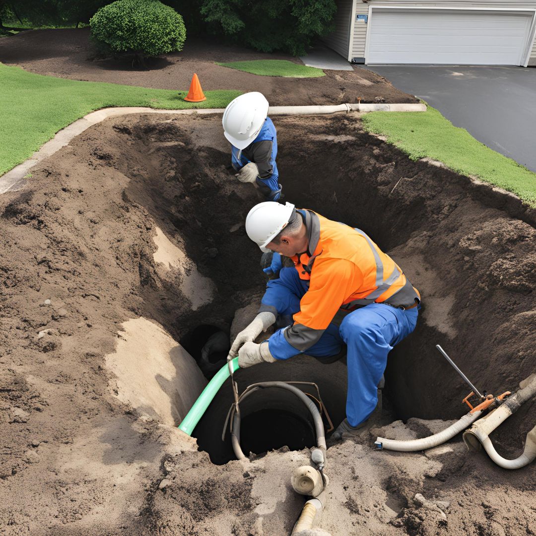 Working Repairing Sewer Line